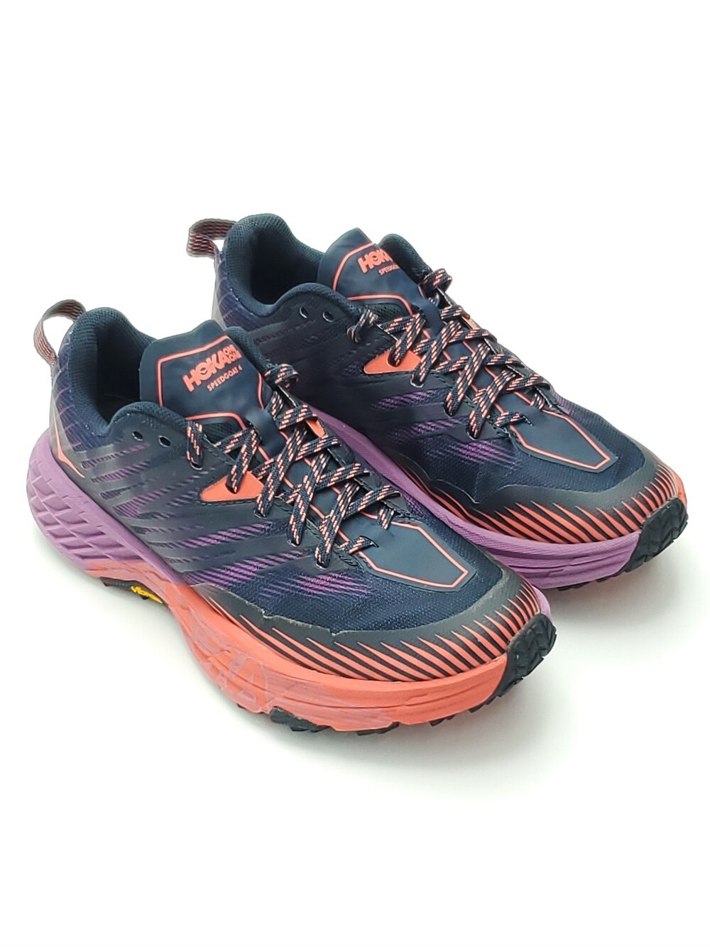 Hoka One One Speedgoat 4 Trail Running Shoes Women Size 7 Outer Space Hot Coral